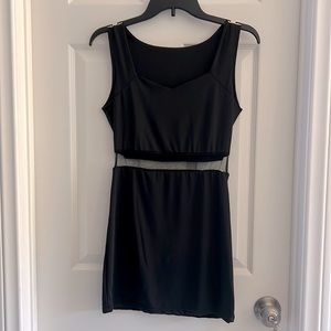 XS Black Mini Dress with Mesh Cut and Sweetheart Neckline